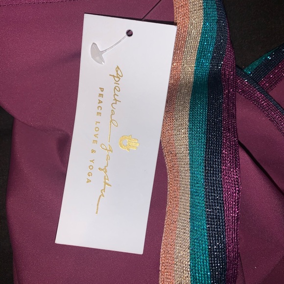 Woman’s Spiritual Gangster Purple Stripe Leggings - Picture 5 of 6